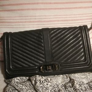 Rebecca Minkoff black envelope clutch purse